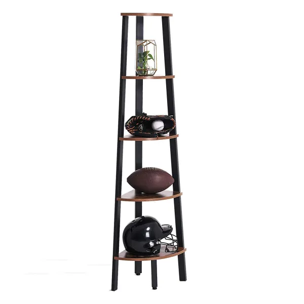 VASAGLE Rohový regál 5 políc hnedý 34x159 cm