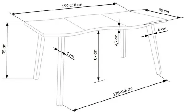 Rozkladací jedálenský stôl DICKSON Halmar 150 cm
