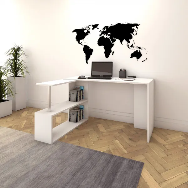 Hanah Home Rohový písací stôl Gelincik biely