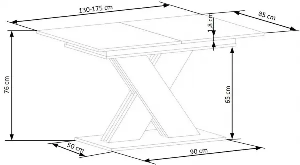 HALMAR Rozkládací jídelní stůl XARELTO 130 cm dub lancelot/bílý