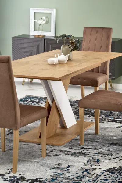 HALMAR Rozkládací jídelní stůl XARELTO 130 cm dub lancelot/bílý