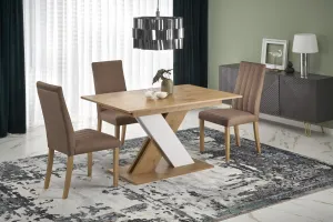 HALMAR Rozkládací jídelní stůl XARELTO 130 cm dub lancelot/bílý