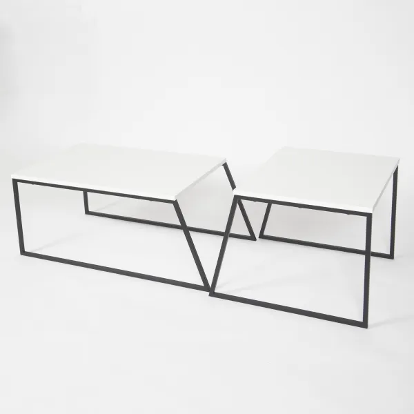 Kalune Design Súprava 2 konferenčných stolíkov Sehpa biela