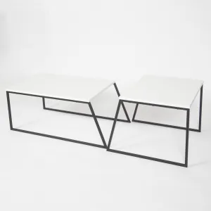 Kalune Design Súprava 2 konferenčných stolíkov Sehpa biela