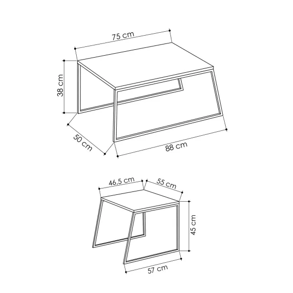 Kalune Design Súprava 2 konferenčných stolíkov Sehpa biela