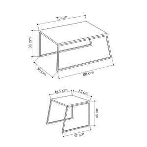 Kalune Design Súprava 2 konferenčných stolíkov Sehpa biela