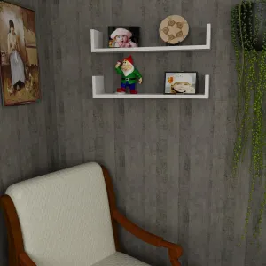 Kalune Design Sada 2 nástěnných polic IRIS bílá