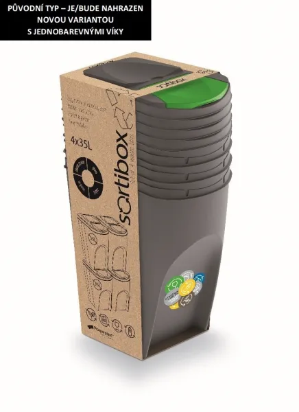Prosperplast Sada 4 odpadkových košů Soorti na tříděný odpad 4 x 35 l šedá
