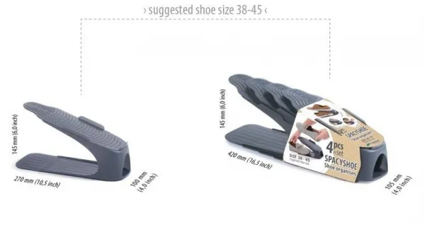 Prosperplast Sada 4 organizérov na obuv SHOES  veľkosť 38-45 priehľadná