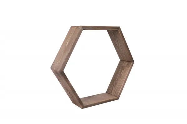 Kalune Design Sada 3 nástěnných polic HEX ořech