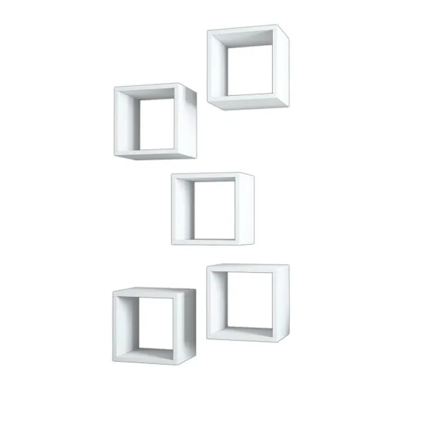 Kalune Design Sada 5 nástěnných polic BOXE bílá
