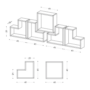 Kalune Design Sada 5 nástenných políc ELITRA biela