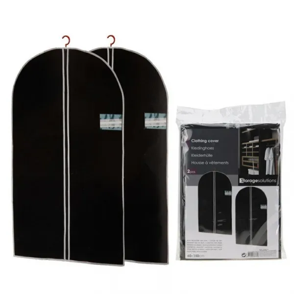 DekorStyle Sada 2 obalov na oblečenie 60x150 cm čierny