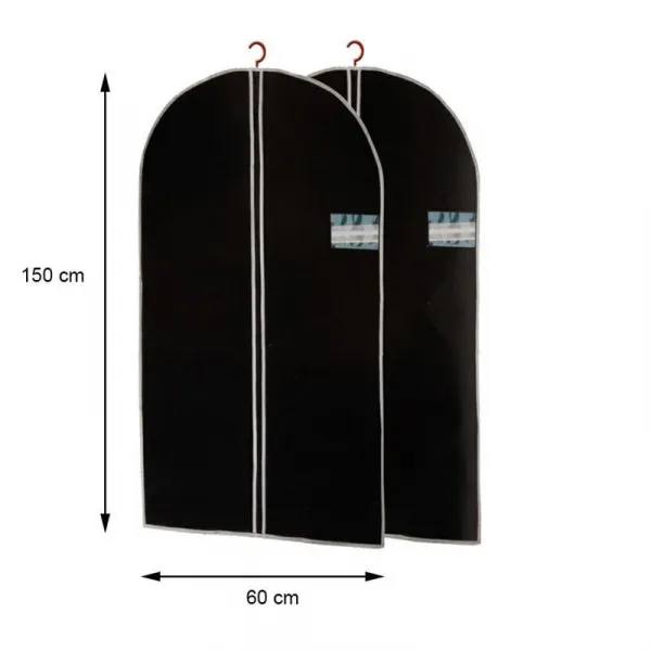 DekorStyle Sada 2 obalov na oblečenie 60x150 cm čierny