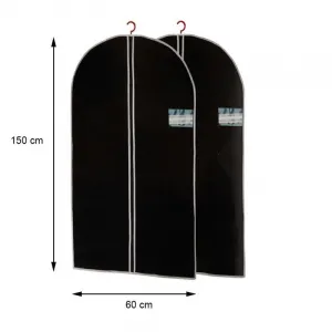 DekorStyle Sada 2 obalov na oblečenie 60x150 cm čierny