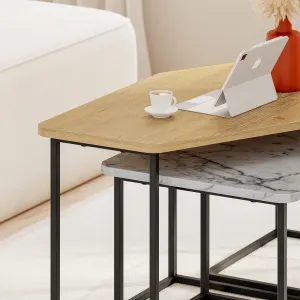 Súprava konferenčných stolíkov Houseland Nesty retro sivá/Carrara