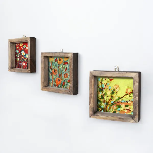 Hanah Home Sada obrazov Kvety 15x15 cm 3 ks