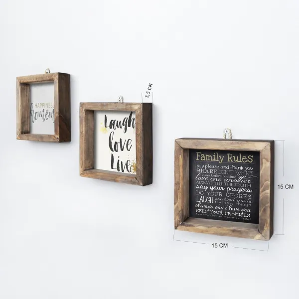 Hanah Home Sada obrazov Moto 15x15 cm 3 ks