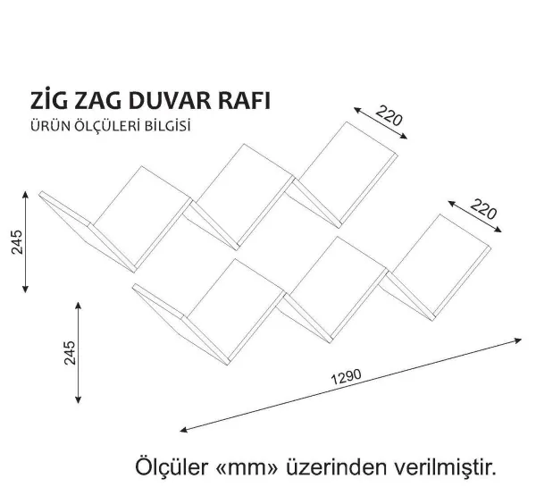 Kalune Design Sada nástěnných poliček Zigzag bílá