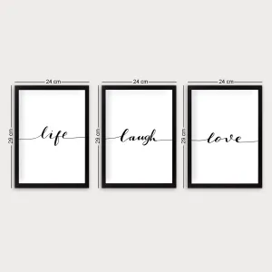 Hanah Home Sasa obrazov Life Laugh Love 3 ks 24x29 cm