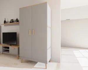 Kocot kids Šatníková skriňa DENVER 100 cm šedá/dub hickory