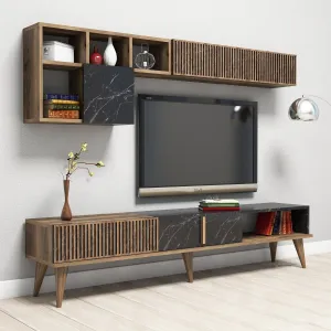 Kalune Design Sestava nábytku do obývacího pokoje Milan ořech/černý mramor