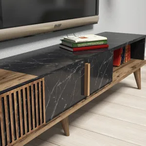 Kalune Design Sestava nábytku do obývacího pokoje Milan ořech/černý mramor