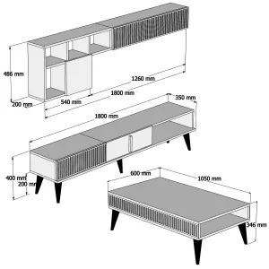 Kalune Design Sestava nábytku do obývacího pokoje Milan ořech/černý mramor