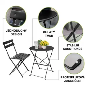 Ak furniture Skládací sada zahradního nábytku ORION černá