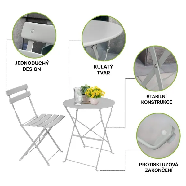 Ak furniture Skládací sada zahradního nábytku ORION šedá