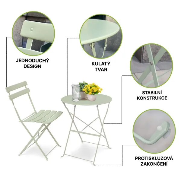Ak furniture Skládací sada zahradního nábytku ORION zelená