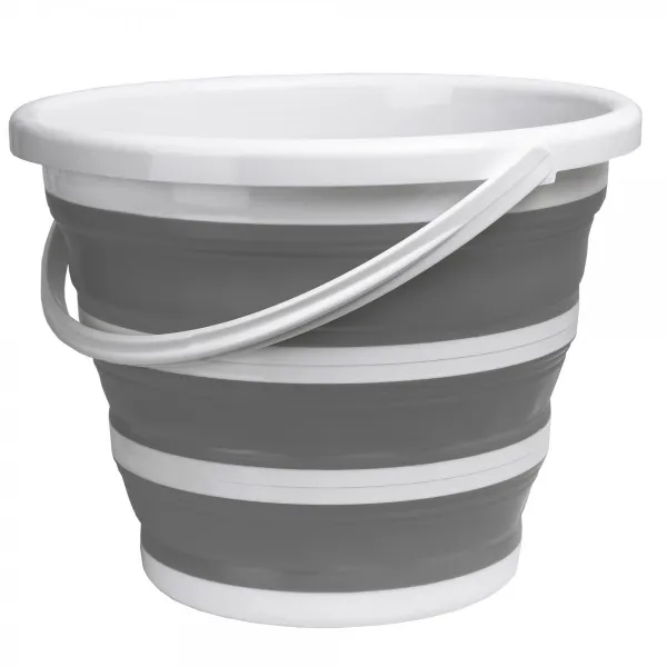 Asmar 10 litrové kompaktné skladacie vedro 32 cm bielo-sivé