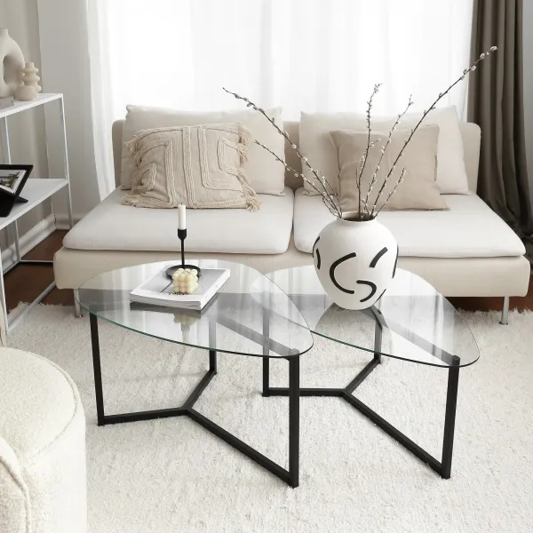 Hanah Home Set konferenčných stolíkov Bellisimo 82 cm čierny