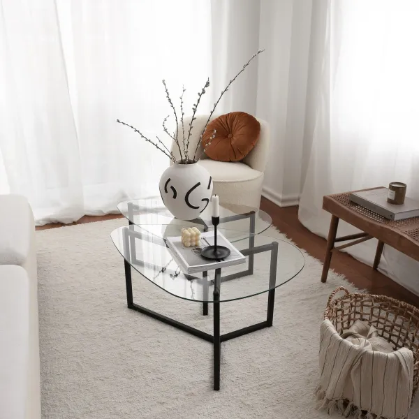 Hanah Home Set konferenčných stolíkov Bellisimo 82 cm čierny
