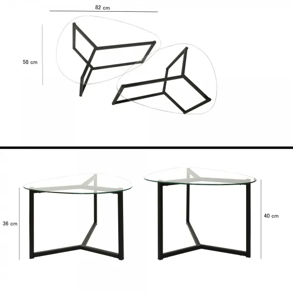 Hanah Home Set konferenčných stolíkov Bellisimo 82 cm čierny