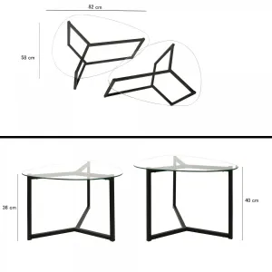 Hanah Home Set konferenčných stolíkov Bellisimo 82 cm čierny