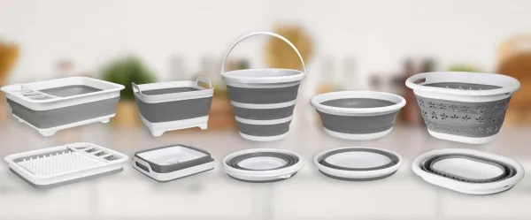 Asmar 10 litrové kompaktné skladacie vedro 32 cm bielo-sivé