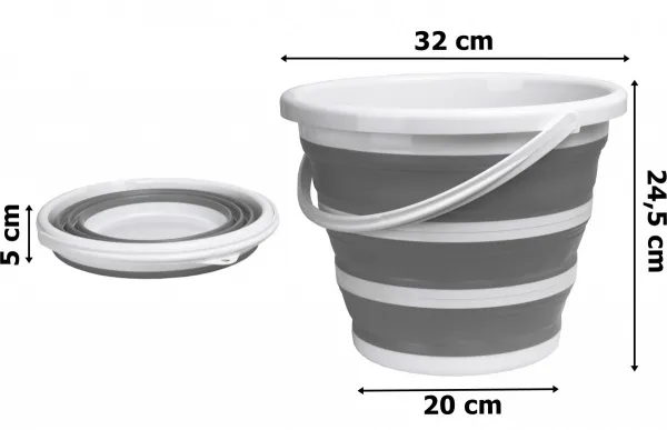 Asmar 10 litrové kompaktné skladacie vedro 32 cm bielo-sivé