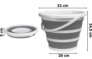 Asmar 10 litrové kompaktné skladacie vedro 32 cm bielo-sivé