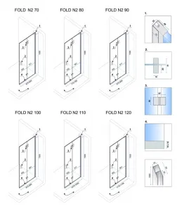 Sprchová kabína Rea Fold N2 transparentná, velikost 80x90