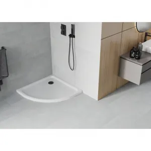 Sprchová vanička MEXEN FLAT s čiernym sifónom 90 x 90 cm biela