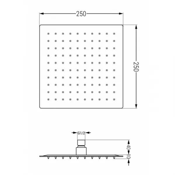 Sprchová hlavica MEXEN SLIM 30x30 cm biela