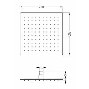 Sprchová hlavica MEXEN SLIM 30x30 cm biela