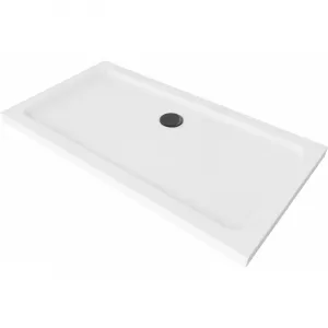 Sprchová vanička MEXEN FLAT s čiernym sifónom 140 x 70 cm biela