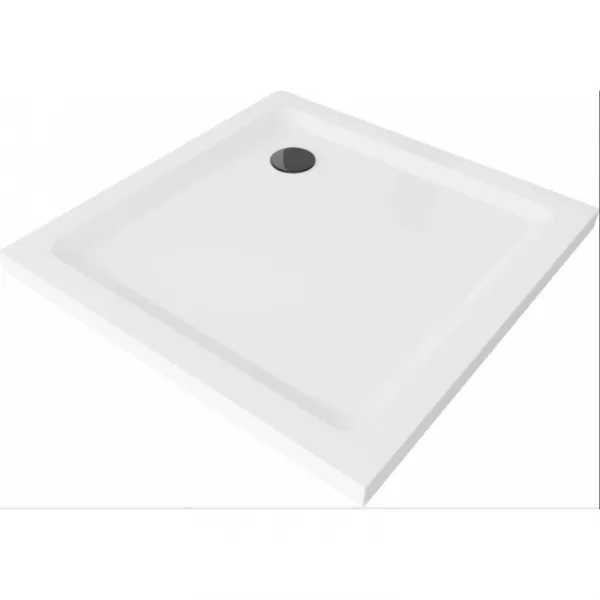 MEXEN Sprchová vanička s čiernym sifónom 100 x 100 cm biela