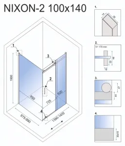 Sprchový kút Rea Nixon 100x140, variant levá