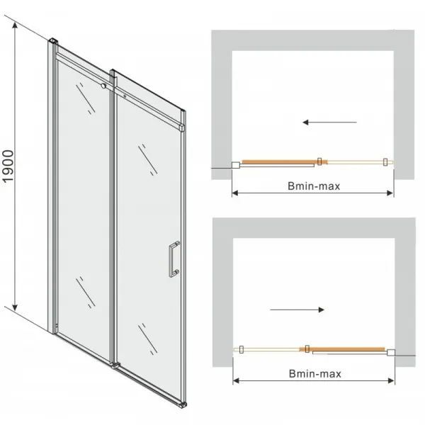 Sprchové dvere MEXEN OMEGA sivé sklo, 100 cm
