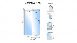 Sprchové dvere Rea Nixon-2 120 transparentné, varianta levá