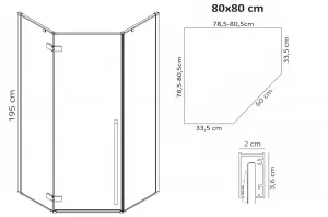 Sprchový kút Rea DIAMOND 80x80 cm čierny mat