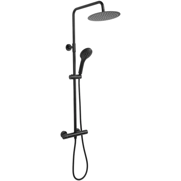 Sprchový set s termostatom Rea Vincent čierny - termostatická batéria, dažďová a ručná sprcha